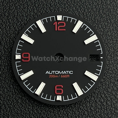 28.5mm Black & Red / Orange Watch Dial Face for NH35 Movements
