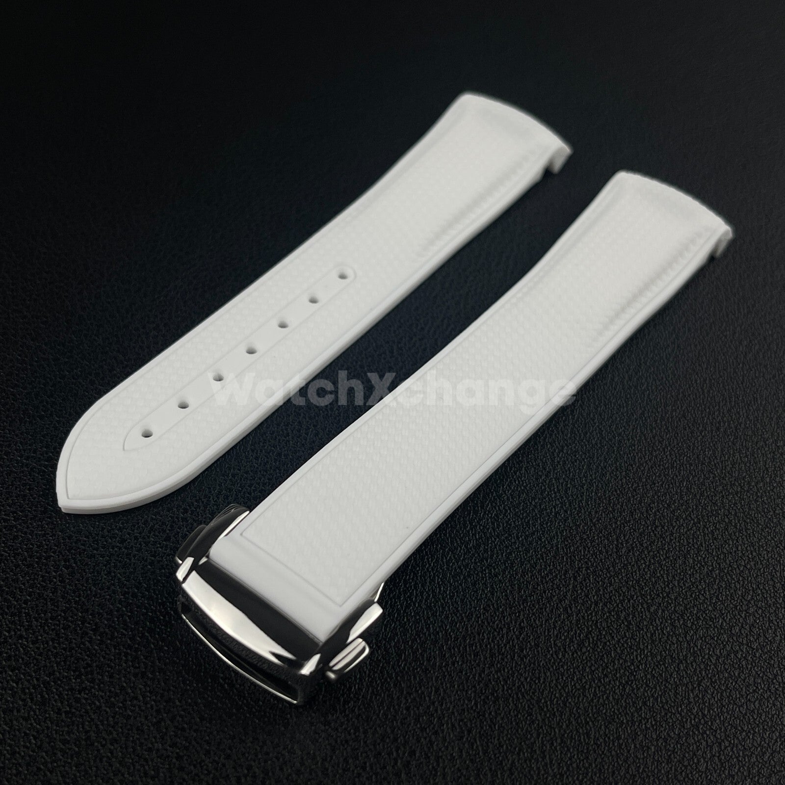 White Curved End Silicone Rubber Watch Strap For Omega Seamaster 20mm