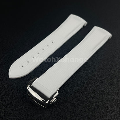 White Curved End Silicone Rubber Watch Strap For Omega Seamaster 20mm