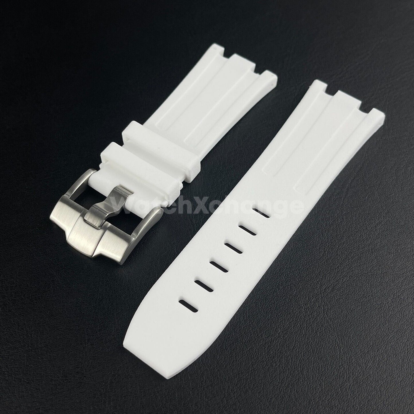 White Audemars Piguet AP 28mm Royal Oak Silicone Rubber Watch Strap 15710 15703