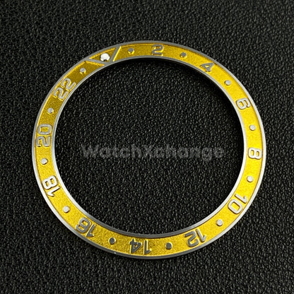 Yellow & Silver 38mm Sloping Bezel Insert For Watch Seiko GMT Rolex SKX007 SRPD