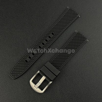 Black Premium Waffle FKM Rubber Watch Strap Band 20mm 22mm Quick Release