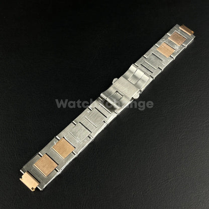 Silver & Rose Gold Stainless Steel Watch Strap Bands Fit Ballon Bleu De Cartier