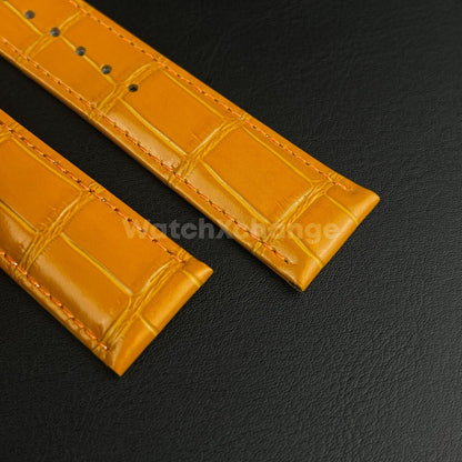 Orange Genuine Leather Universal Watch Strap Band Alligator Grain 20mm 22mm 24mm