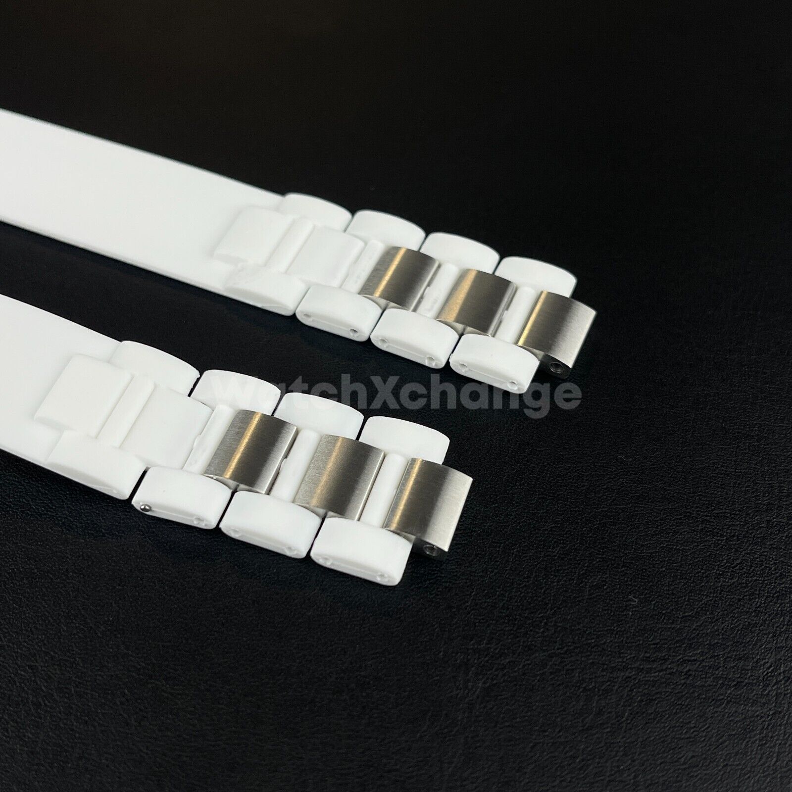 20*10mm White Gold Rubber Wrist Watch Band Strap For Cartier 21 Chronoscaph