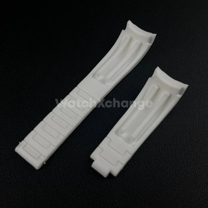 White 21mm 22mm Curved Rubber Strap for Rolex DAYTONA SUBMARINER Yacht-Master