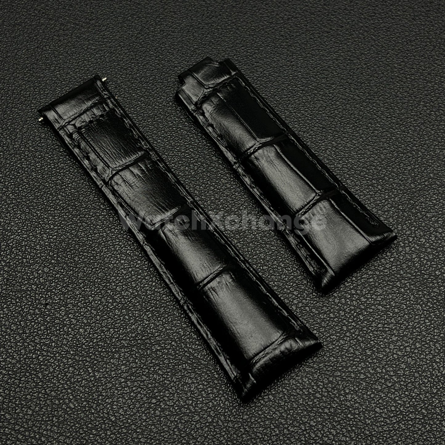 Black Genuine Leather Strap Band Strap For Rolex Watch Universal 20mm