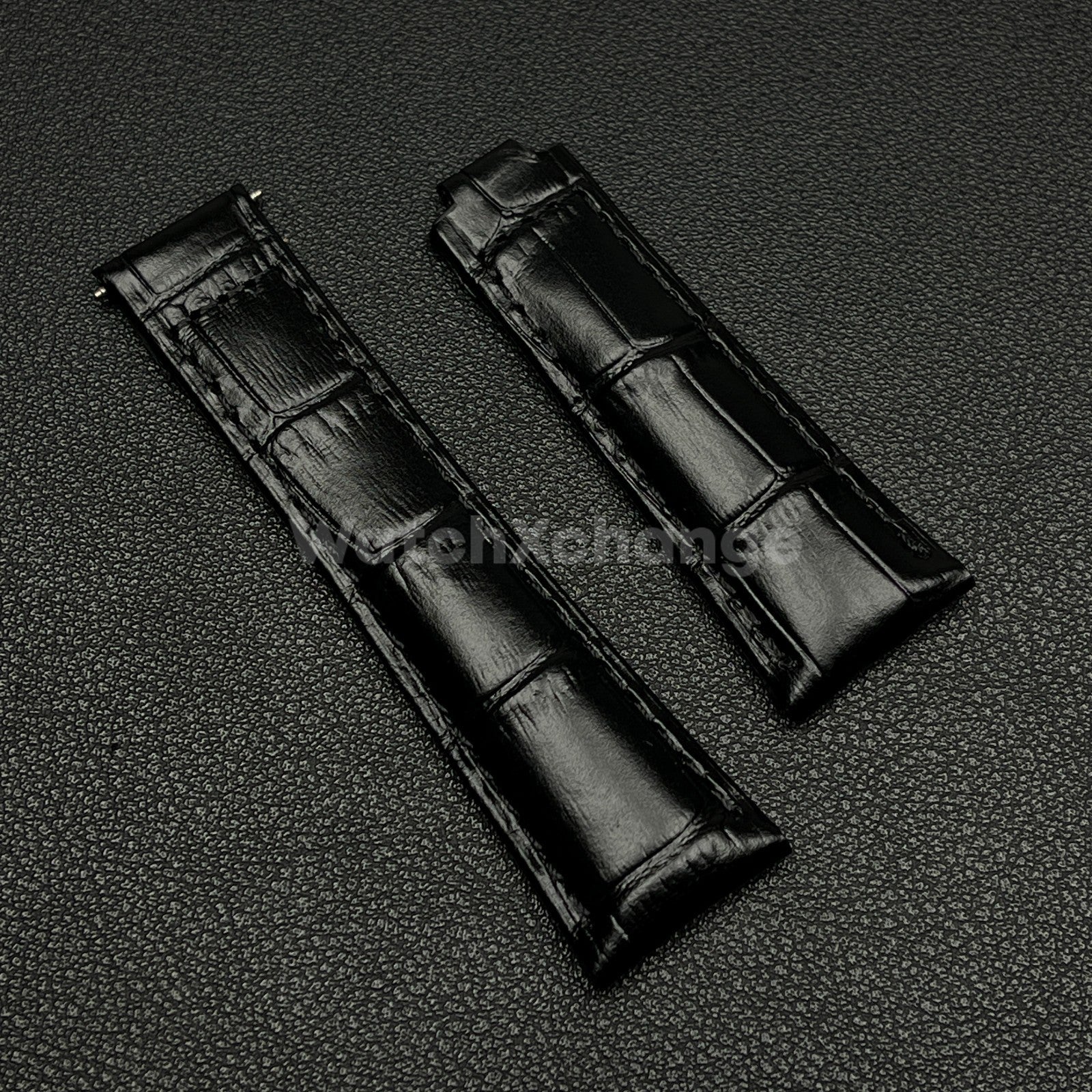 Black Genuine Leather Strap Band Strap For Rolex Watch Universal 20mm