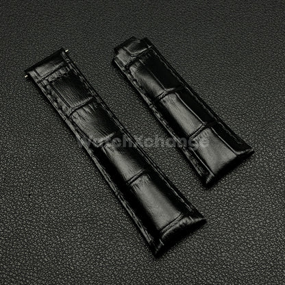 Black Genuine Leather Strap Band Strap For Rolex Watch Universal 20mm
