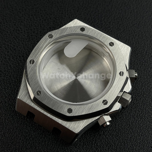 41mm Silver Royal Oak Style Stainless Steel Watch Case for VK63 Quartz Movement