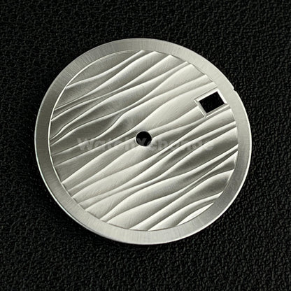 28.5mm Silver Wave Texture Watch Dial Face for SEIKO NH35 NH36 Movements Parts