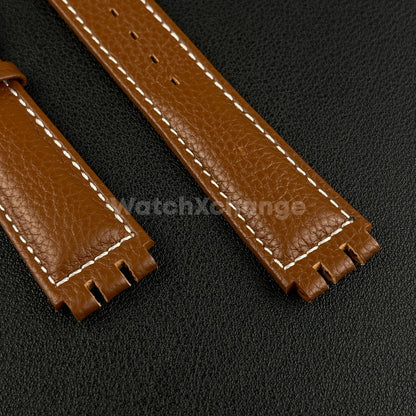 Brown Genuine Leather Watch Band Strap 17mm for SWATCH YCS YAS YGS