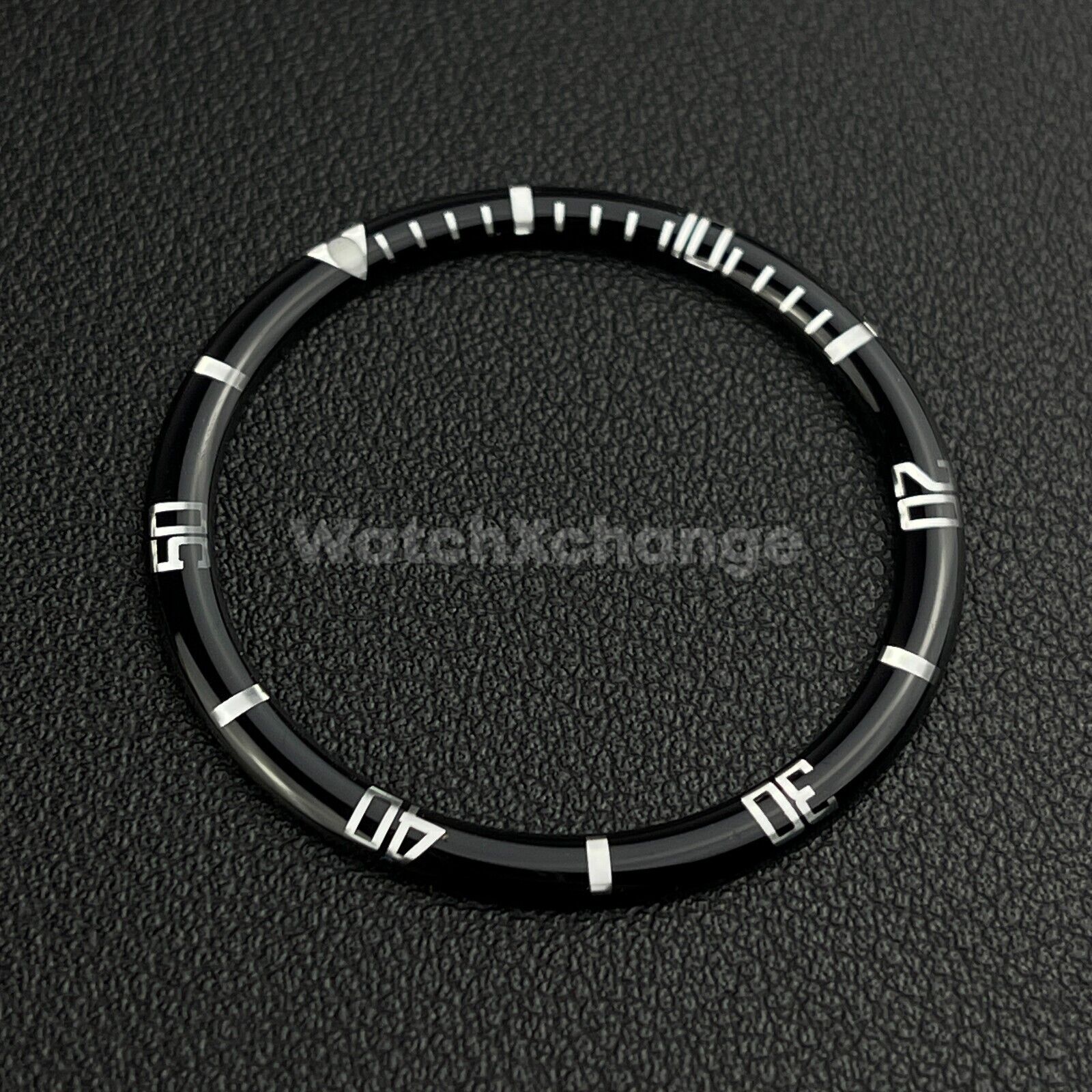 Black & Silver 38mm Flat Resin Bezel Insert For Divers Watch Seiko Mod SKX SRPD