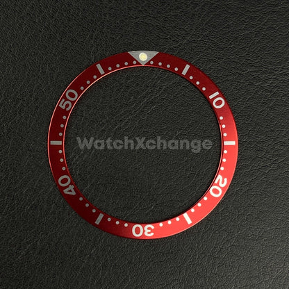 Red & Silver 39mm Flat Aluminium Bezel Insert For Divers Watch Seiko Mod Turtle