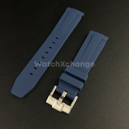 Blue 20mm Rubber Curved End Watch Strap Band Made For Rolex Submariner GMT