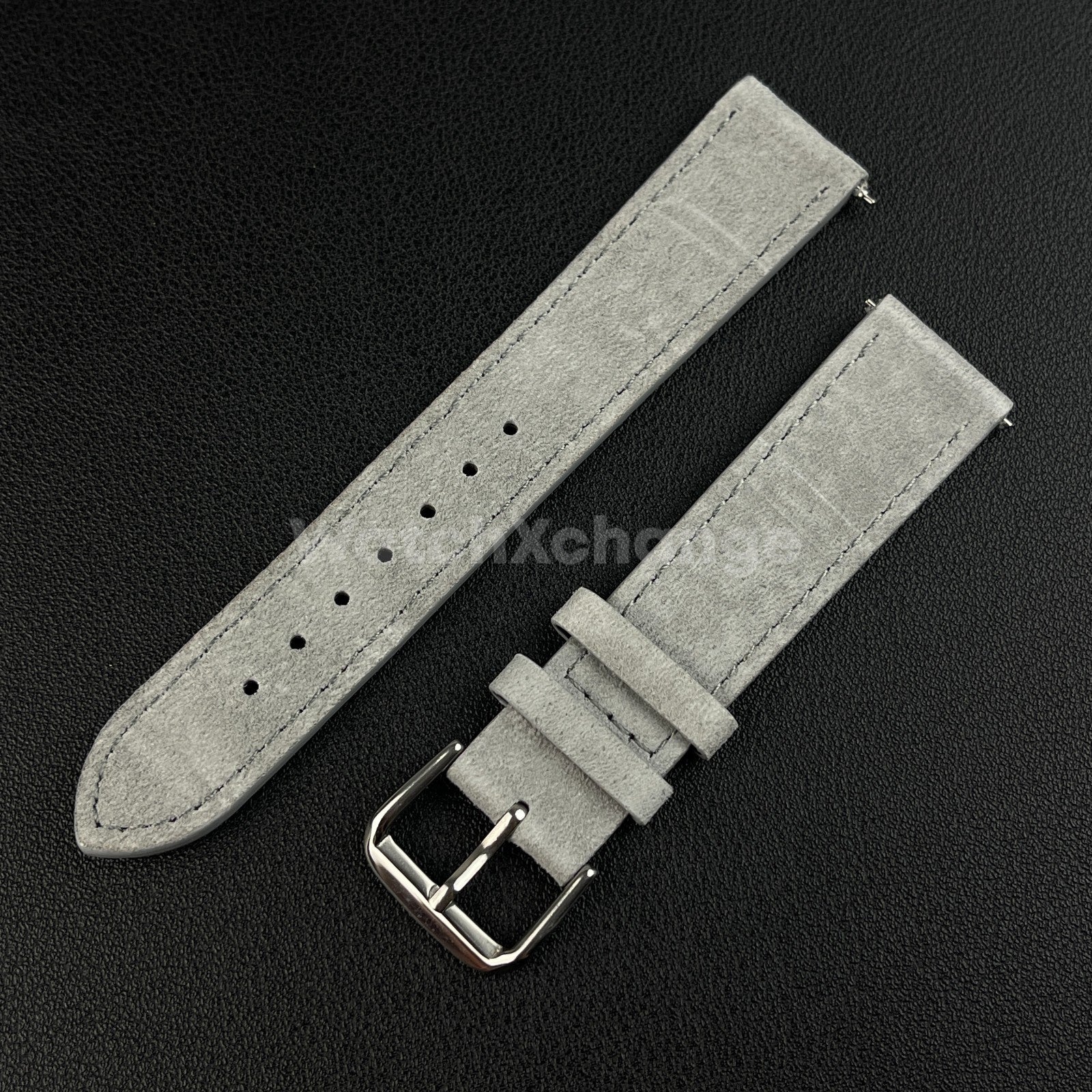 Grey Watch Strap Suede Leather Premium Quick Release Band 18 19 20 22mm