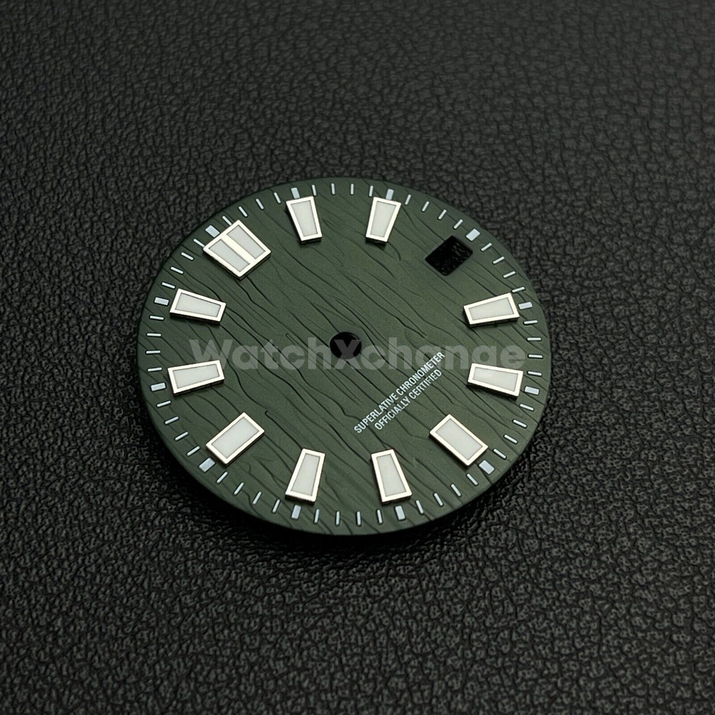 28.5mm Green & White Watch Dial NH35 NH36 4R35 Movement Water Ripple Texture
