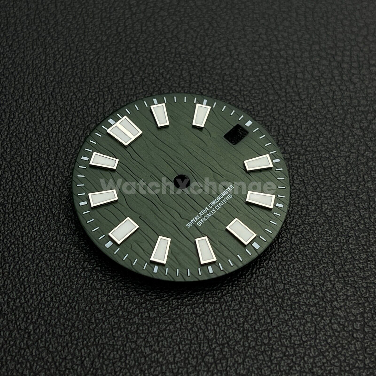 28.5mm Green & White Watch Dial NH35 NH36 4R35 Movement Water Ripple Texture