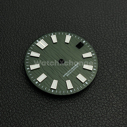 28.5mm Green & White Watch Dial NH35 NH36 4R35 Movement Water Ripple Texture