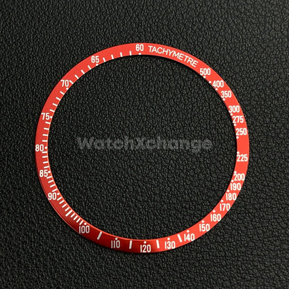 Red & Silver Flat Aluminium Watch Bezel Insert 38.5mm for VK63 Quartz Watches