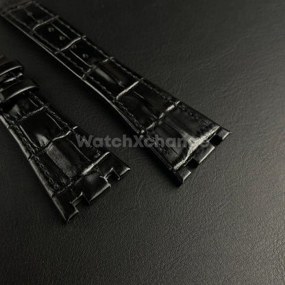 Black High Quality Genuine Leather Watch band Strap 28mm for AP ROYAL OAK