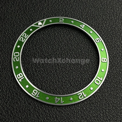 Green & Silver 38mm Sloping Bezel Insert For Watch GMT Seiko Rolex SKX007 SRPD