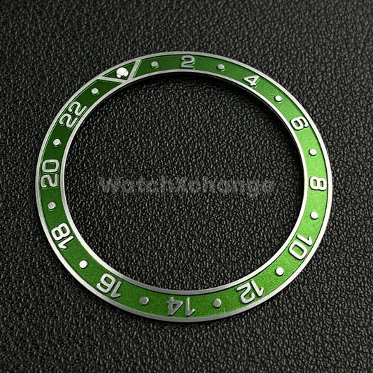 Green & Silver 38mm Sloping Bezel Insert For Watch GMT Seiko Rolex SKX007 SRPD
