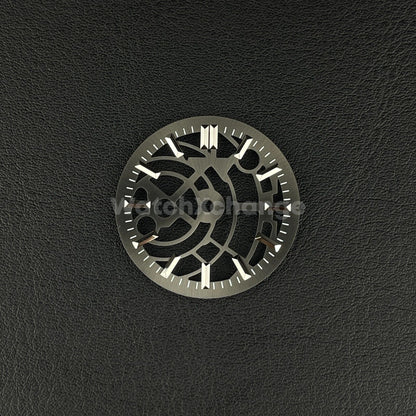 Grey 29mm Skeleton Dial Face Fit For NH35 NH36 NH70 NH72 Movement Watch Part