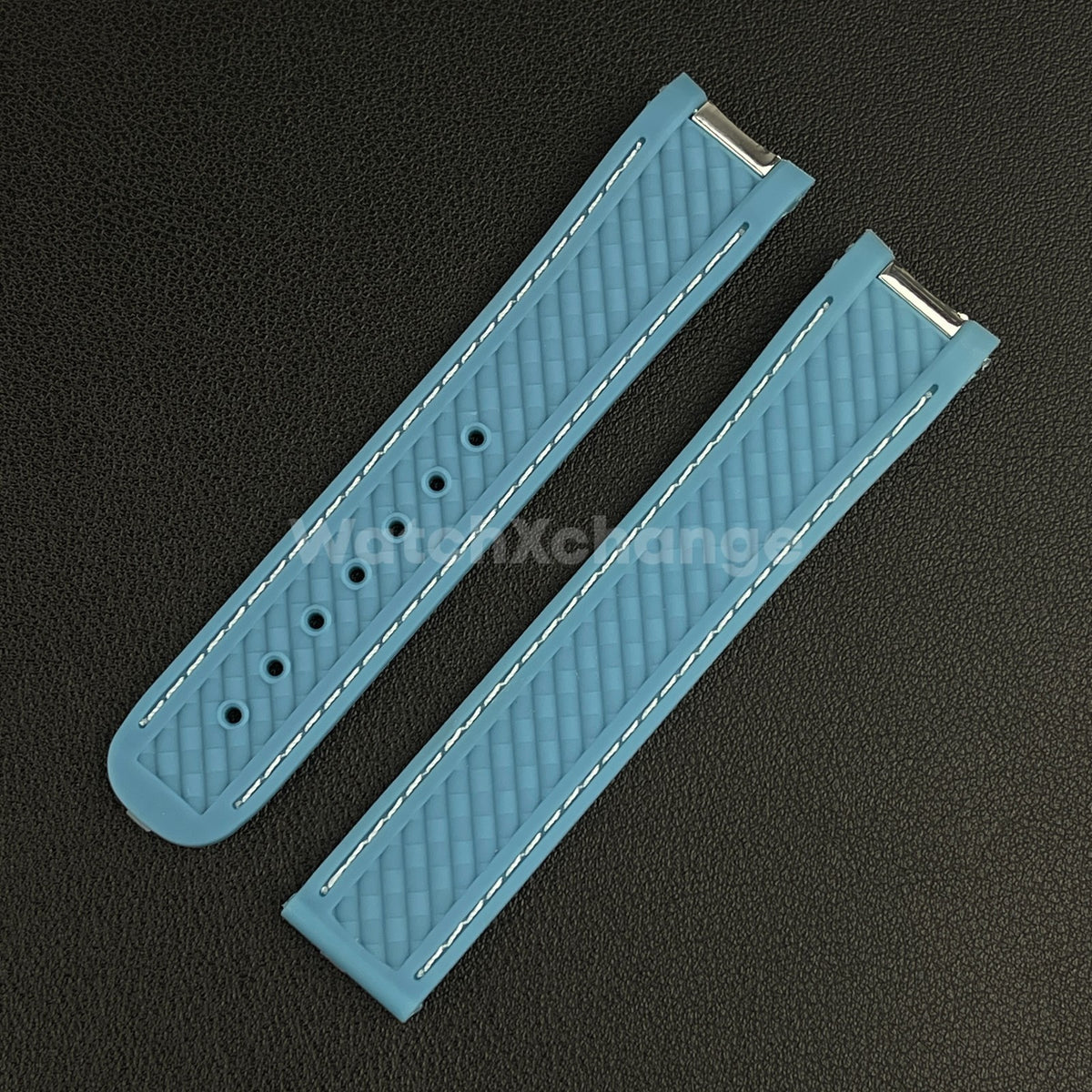 20mm For OMEGA Seamaster Aqua Terra Watch Silicone Rubber Strap Clasp Light Blue