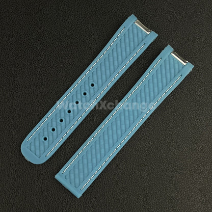20mm For OMEGA Seamaster Aqua Terra Watch Silicone Rubber Strap Clasp Light Blue