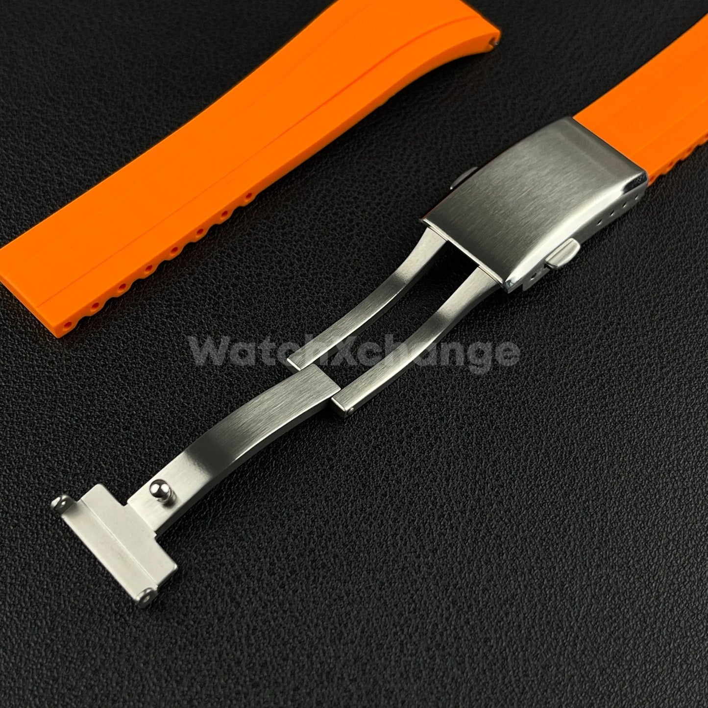 Orange Rubber Watch Strap Deployment Clasp Cut To Size Quick Release 20mm 22mm
