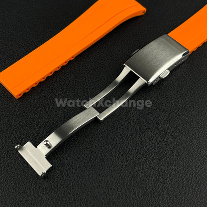 Orange Rubber Watch Strap Deployment Clasp Cut To Size Quick Release 20mm 22mm