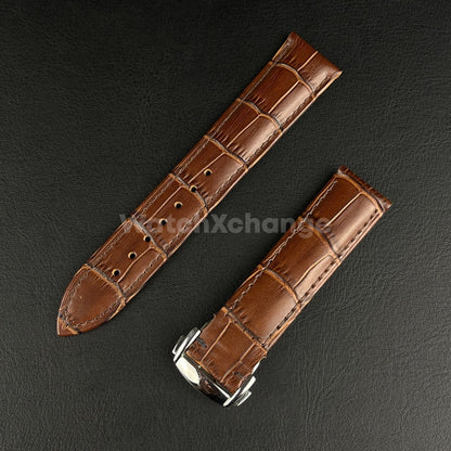 For Omega Brown Genuine Leather Watch Strap With Silver Clasp Buckle 20mm 22mm