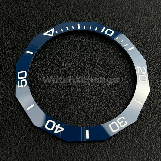 Blue & White 40.9mm x 33.2mm 12 Sided Ceramic Watch Bezel Insert
