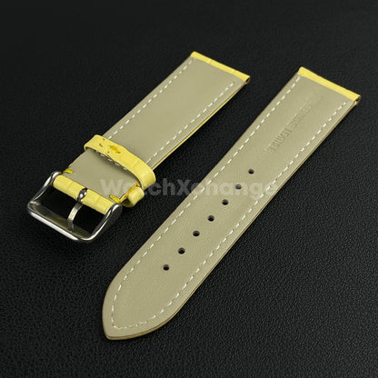 Defective Yellow Genuine Leather Universal Watch Strap Band Alligator Grain 22mm