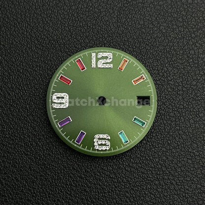 28.5mm Green Rainbow Sunburst Watch Dial for SEIKO NH35 NH36 Movement Parts