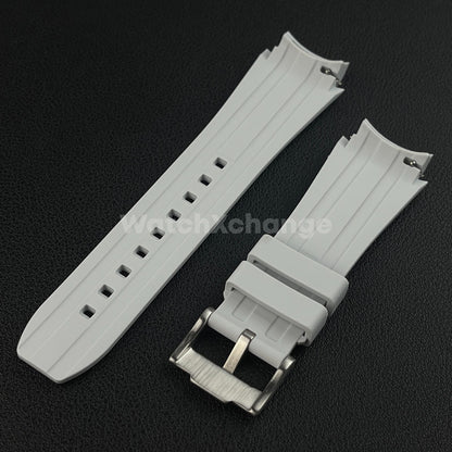 Light Grey 20mm Silicone Rubber Curved End Watch Strap Band For Omega Rolex