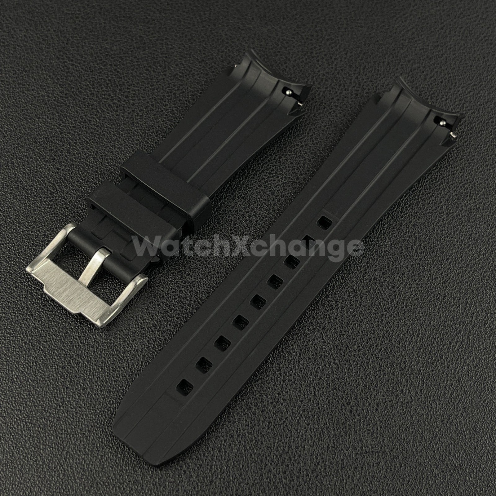 Black 20mm Silicone Rubber Curved End Watch Strap Band For Omega Rolex