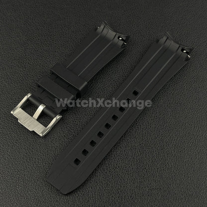 Black 20mm Silicone Rubber Curved End Watch Strap Band For Omega Rolex