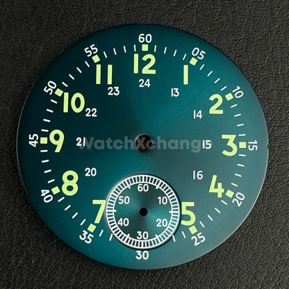 37mm Green Watch Dial Green Luminous DIY For ETA6498 ST3621 Movement Part
