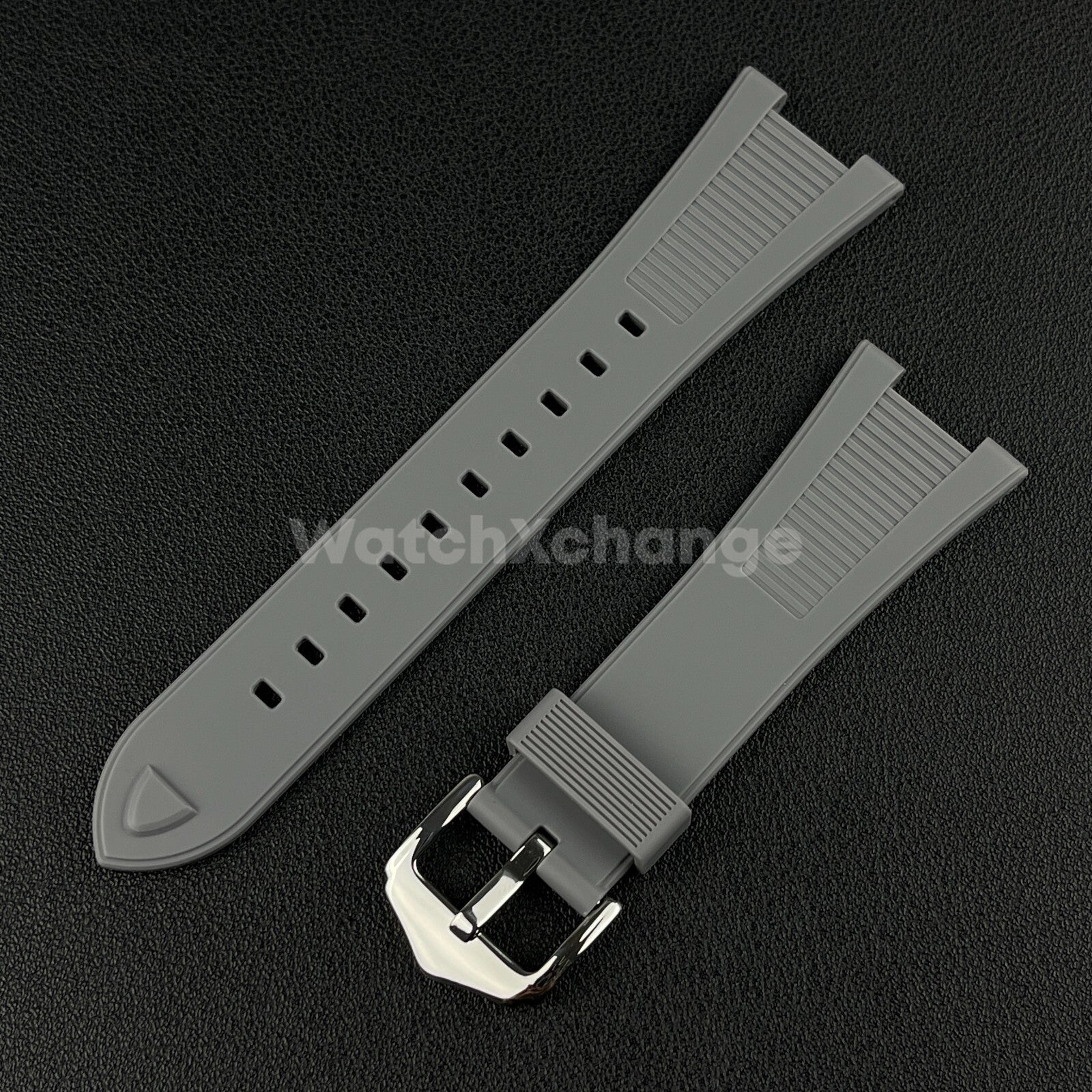 Grey 25*12mm Silicone Rubber Watch Strap For Patek Phillip Nautilus 5711 5712