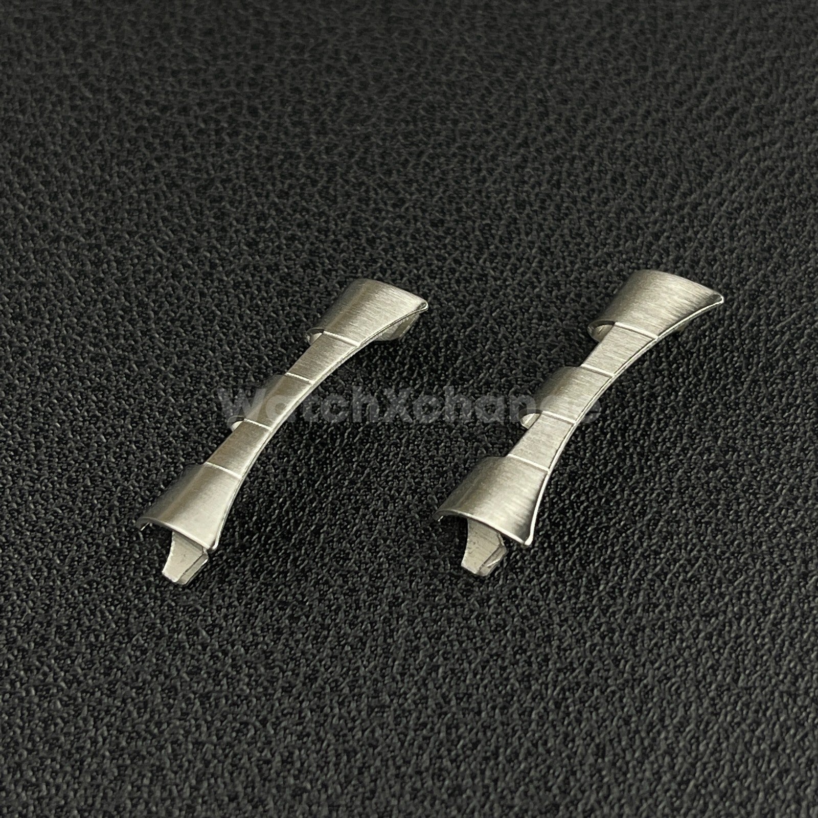 2 Piece Silver Curved End Links For Seiko SK009 SK007 Wristwatch Band Strap