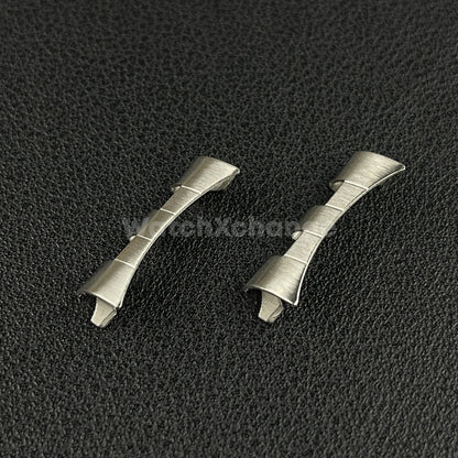 2 Piece Silver Curved End Links For Seiko SK009 SK007 Wristwatch Band Strap
