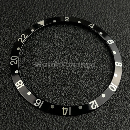 Black & Silver GMT 36.5mm Sloped Aluminium Watch Bezel Insert for Rolex Seiko