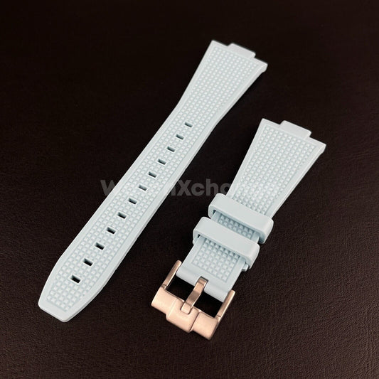 Light Blue Tissot PRX Waffle Silicone Rubber Watch Strap 12mm 40mm Powermatic 80