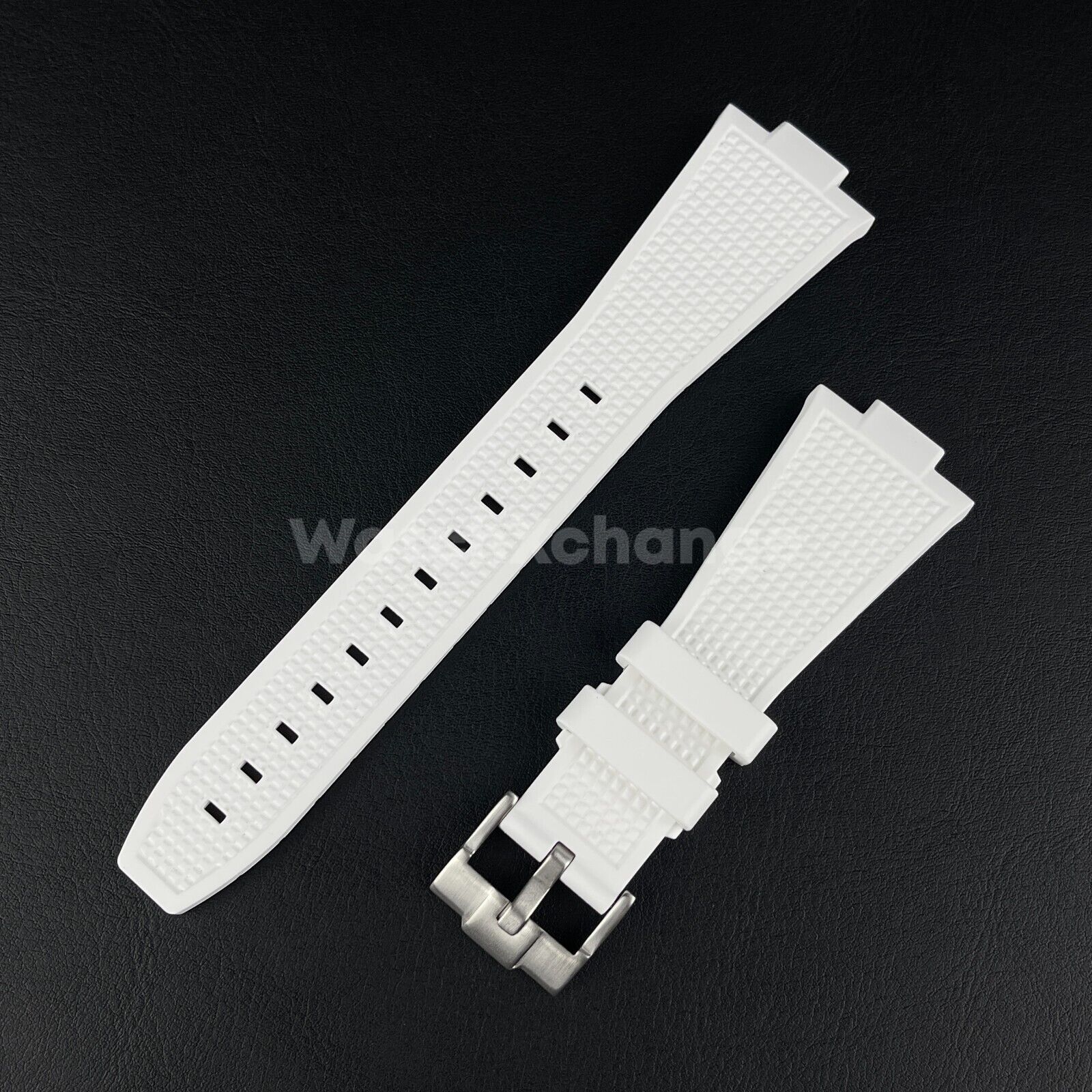 White Tissot PRX Waffle Silicone Rubber Watch Strap 12mm 40mm Powermatic 80