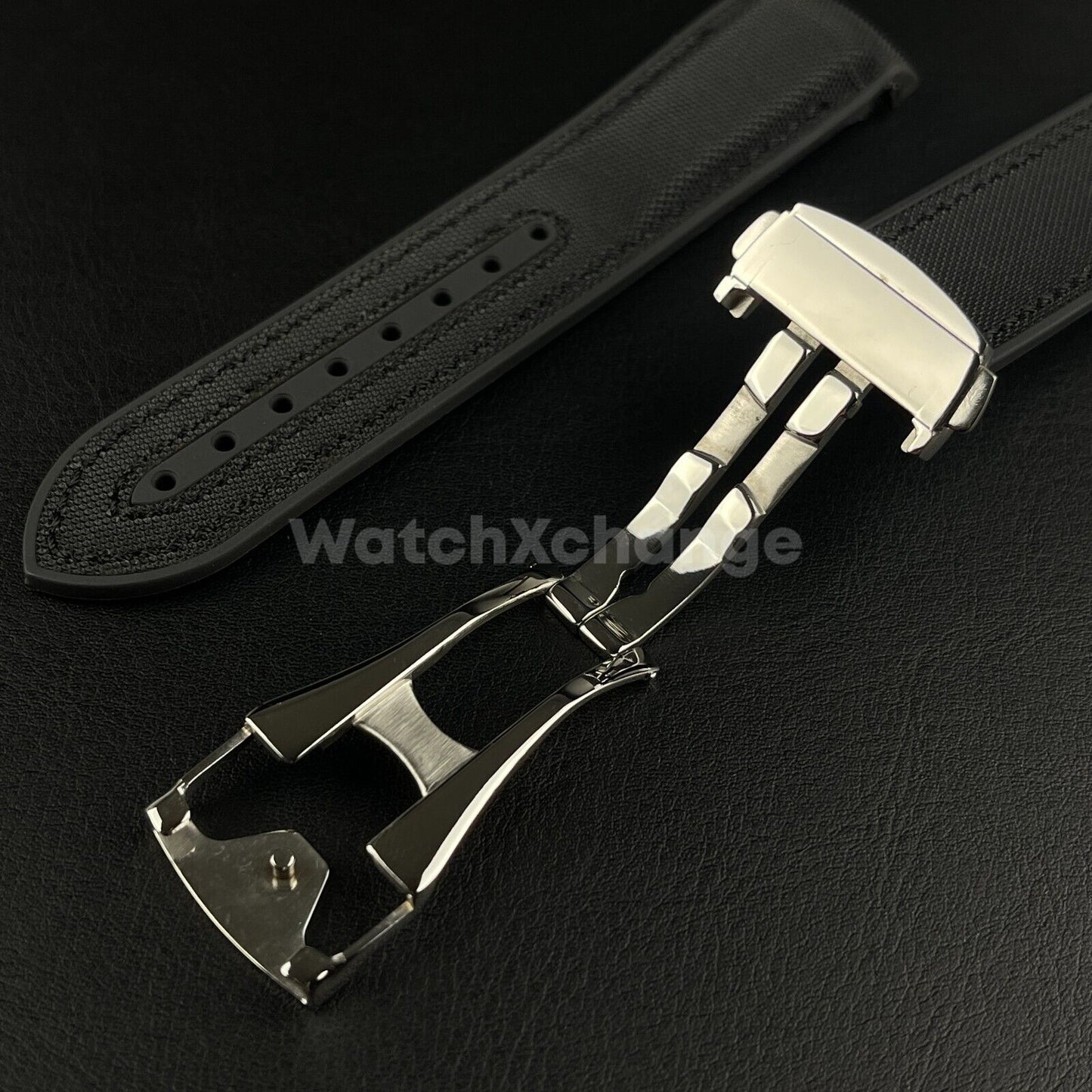 Black Curved End Silicone Rubber Watch Strap For Omega Seamaster 20mm 22mm