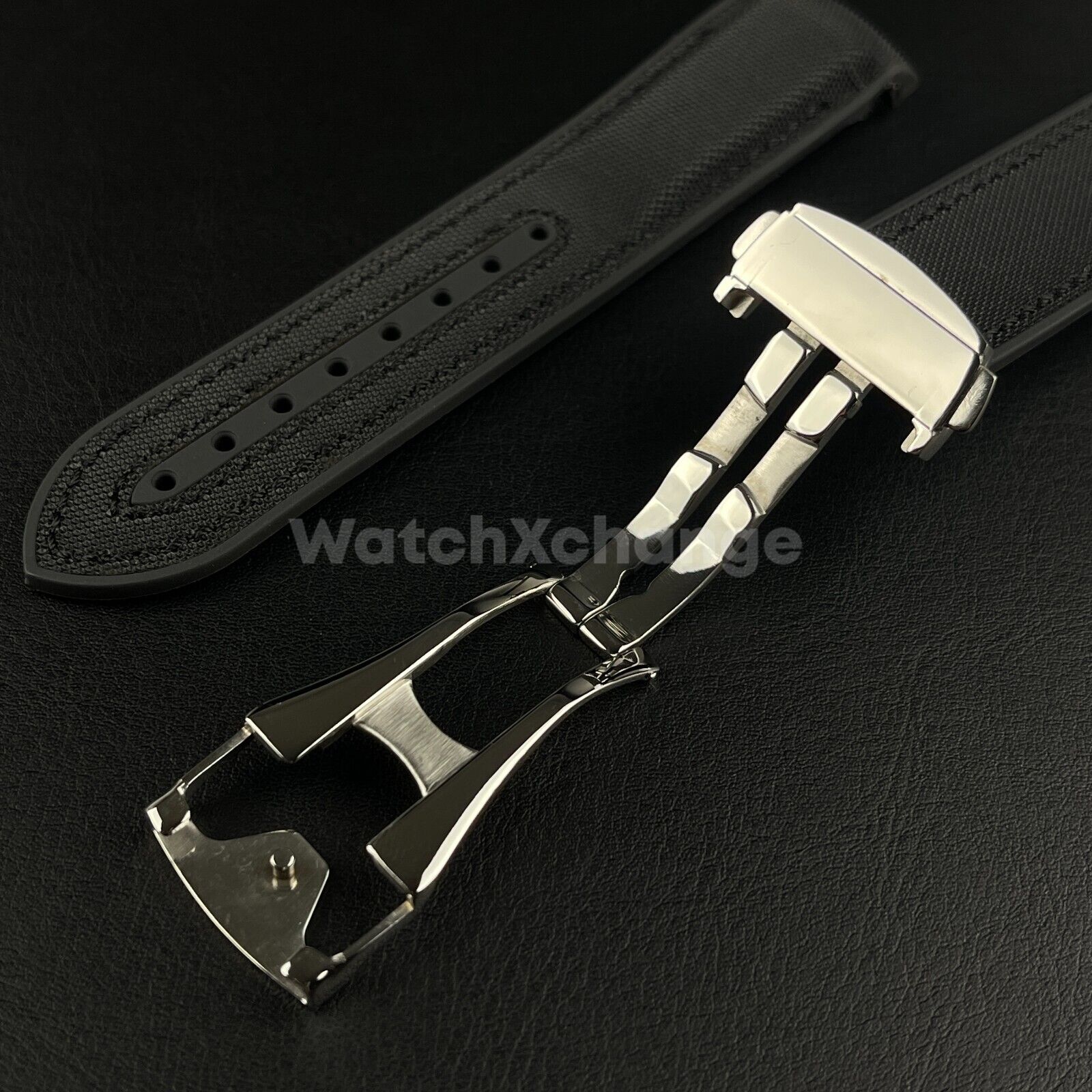 Black Curved End Silicone Rubber Watch Strap For Omega Seamaster 20mm 22mm