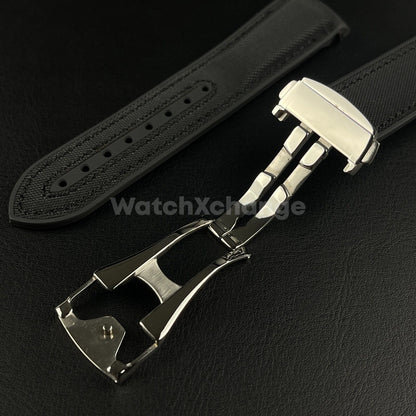 Black Curved End Silicone Rubber Watch Strap For Omega Seamaster 20mm 22mm