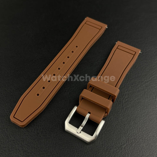 Brown Rubber Strap For IWC Pilot Portugal Portofino Quick Release 20 21 22mm